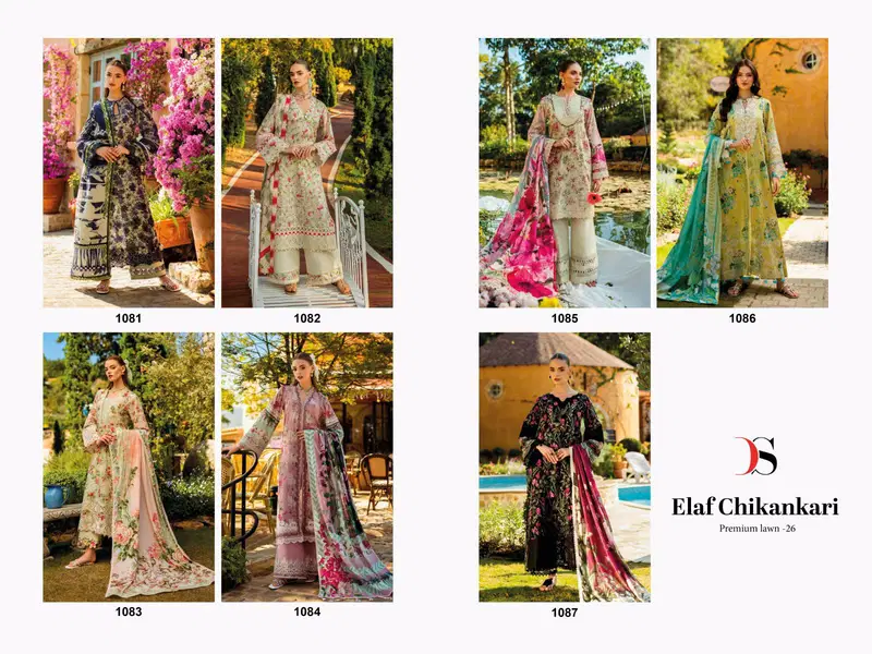 Elaf Chikankari Premium Lawn 26 By Deepsy Cotton Dupatta Pakistani Suits
